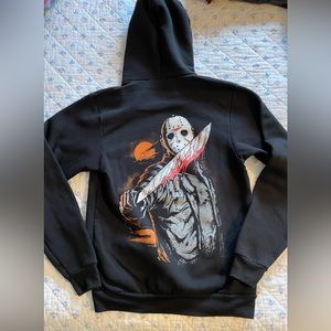 Jason Voorhees Friday the 13th Black Zip Up Hoodie Size Medium NWOT